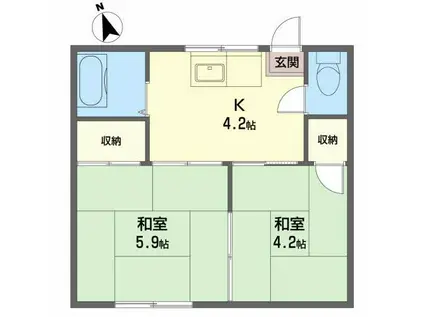 ロジュマン木村(2K/1階)の間取り写真