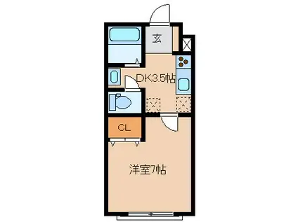 サンハイツ富山(1K/1階)の間取り写真