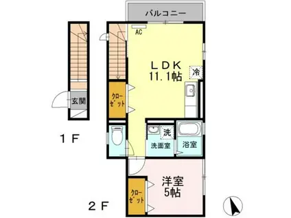 エコフォレスト(1LDK/2階)の間取り写真
