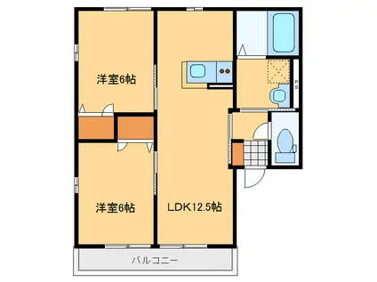 グランドゥール青山A(2LDK/2階)の間取り写真