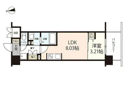 エスポワールI(1LDK/7階)の間取り写真