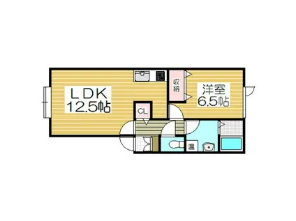 ラフィーネ知利別(1LDK/2階)の間取り写真