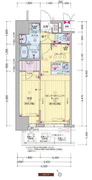 プレサンス大国町ラヴェニール(1LDK/4階)の間取り写真