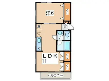 ジュネ相模原(1LDK/3階)の間取り写真