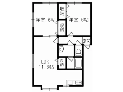 グリーンアベニューM(2LDK/2階)の間取り写真