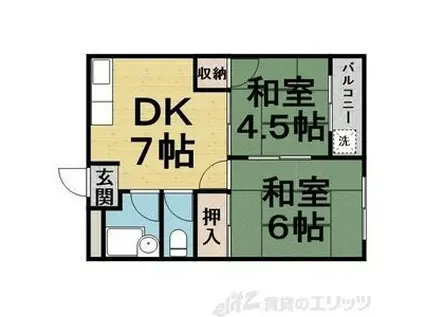 千里七尾マンション(2DK/1階)の間取り写真