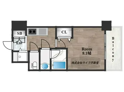 グランカーサ高井田(1K/11階)の間取り写真