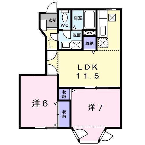 ピースフル2000 II(2LDK/1階)の間取り写真