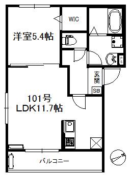 ポラリス野中町(1LDK/1階)の間取り写真