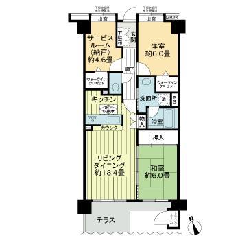 ライオンズマンション中山公園(2SLDK/1階)の間取り写真