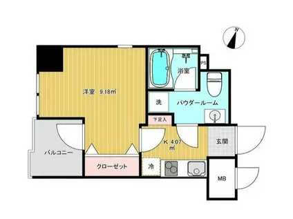プルシエ伊勢佐木(1K/2階)の間取り写真