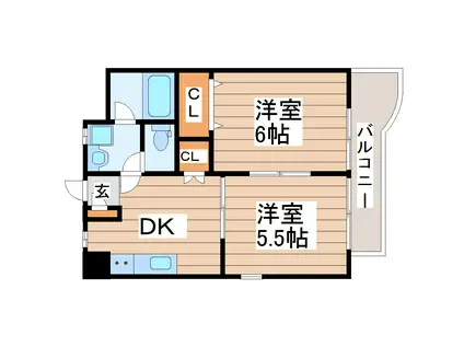 ボヌールII(2DK/3階)の間取り写真