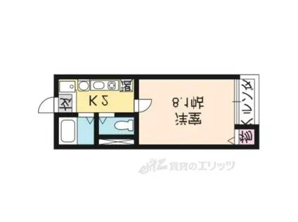 京福電鉄北野線 北野白梅町駅 徒歩15分 4階建 築27年(1K/4階)の間取り写真