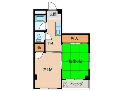 ジュネス ハ-バ-(2K/3階)の間取り写真