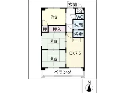 レジデンスイワタ(3DK/1階)の間取り写真