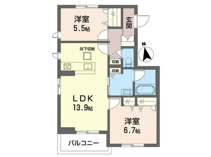 ソレイユ東菅野(2LDK/1階)の間取り写真