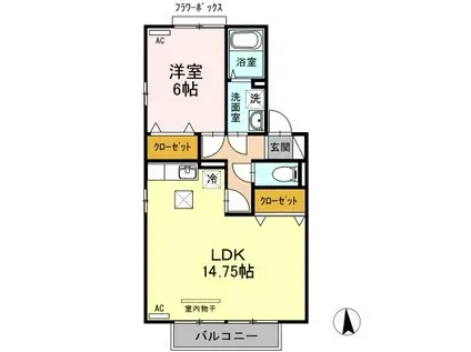 ロイヤルコート(1LDK/1階)の間取り写真