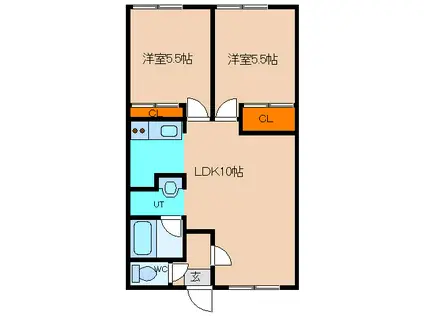 シティハイムガーデンA(2LDK/1階)の間取り写真