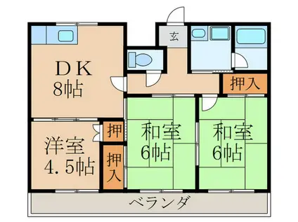 メゾンイタタニ(3DK/2階)の間取り写真