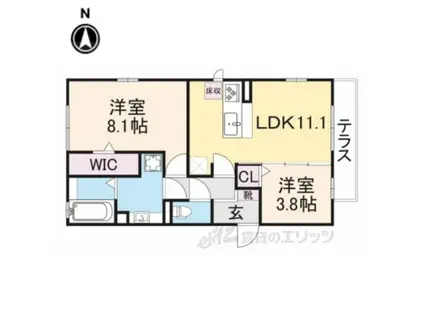 GRAND REFLET A棟(2LDK/1階)の間取り写真