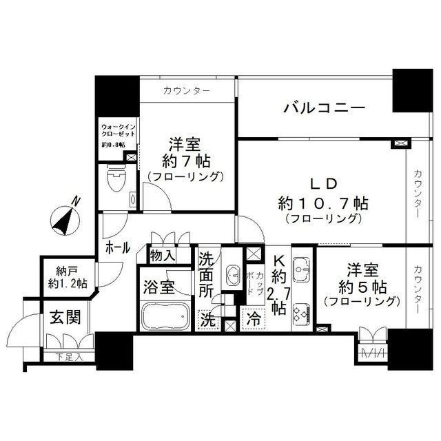 パークタワー渋谷本町(2SLDK/11階)の間取り写真
