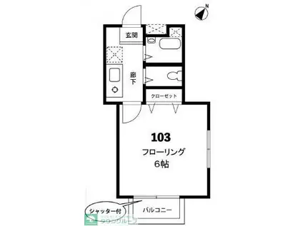 カーサ・デ・ティア(1K/1階)の間取り写真