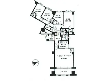 オーキッドコート湖南館(3LDK/5階)の間取り写真