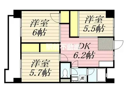 プレアール荒木(3DK/4階)の間取り写真