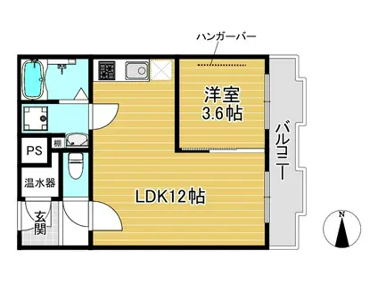 百万遍ハイツ(1LDK/4階)の間取り写真