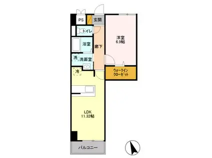 グランヒルズ(1LDK/2階)の間取り写真