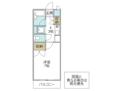 ビバリーヒルズ松本(1K/3階)の間取り写真