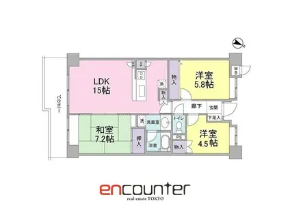 アイルサイドテラス(3LDK/5階)の間取り写真