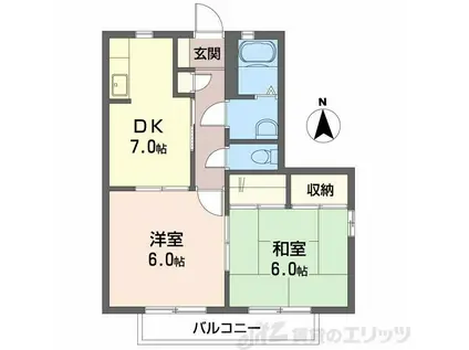 グリーンルーフ大冠A棟(2DK/2階)の間取り写真