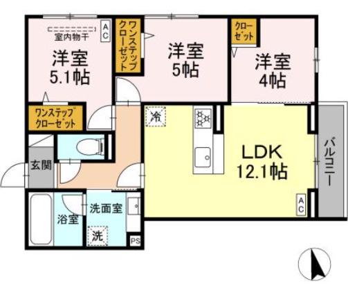 アクシス(3LDK/2階)の間取り写真