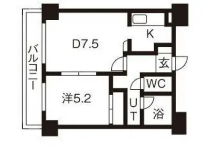 カーサアブリール(1LDK/4階)の間取り写真
