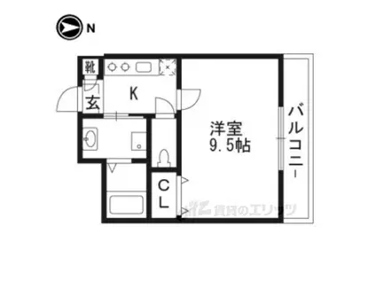 シャルレ14番館(1K/4階)の間取り写真