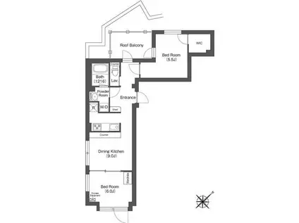 エスタート大井町フォレスト(2DK/4階)の間取り写真