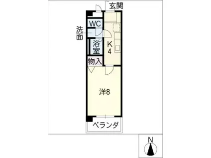 グランパフィオ(1K/4階)の間取り写真