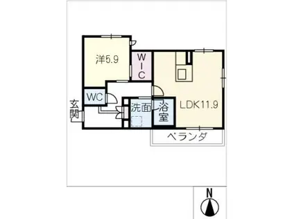 ラヴィサン(1LDK/2階)の間取り写真