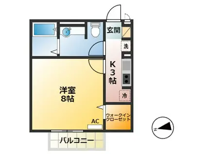 プリムローズ(1K/1階)の間取り写真