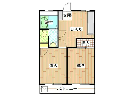 パールマンション福田(2DK/2階)の間取り写真