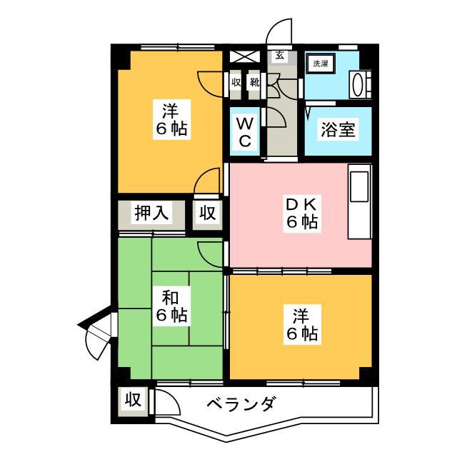 JR中央線 高尾駅(東京) バス乗車時間:6分 最寄りバス停で下車 徒歩7分 3階建 築38年(3DK/2階)の間取り写真