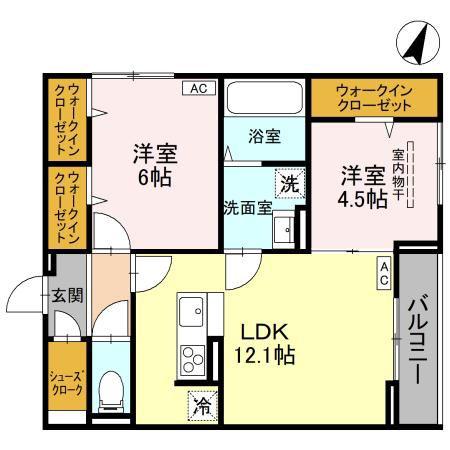 アドラブール A棟(2LDK/3階)の間取り写真