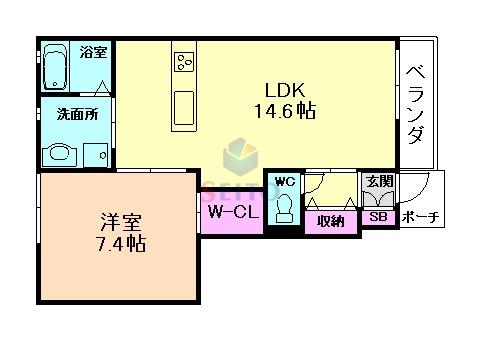 サンクテール(1LDK/1階)の間取り写真