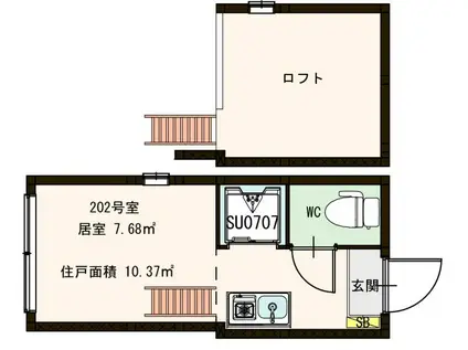 ハーモニーテラス潮見(ワンルーム/2階)の間取り写真