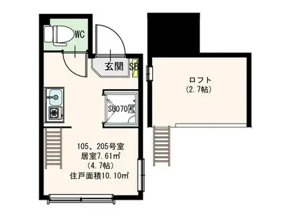 ミストラル(ワンルーム/1階)の間取り写真