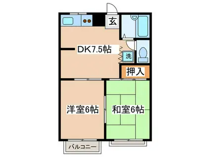 コーポモンシェリ-(2DK/2階)の間取り写真