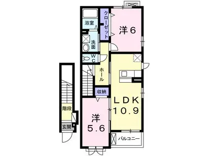 ラフィーネ和なごみ(2LDK/2階)の間取り写真