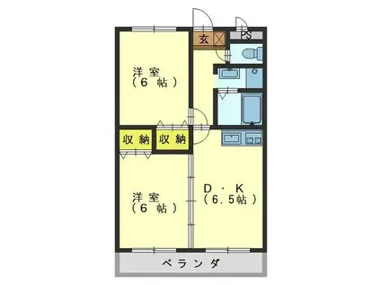 フェール・メゾンFUJINAGA A棟(2DK/3階)の間取り写真