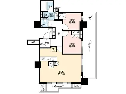 プラウドタワー東池袋(2LDK/20階)の間取り写真